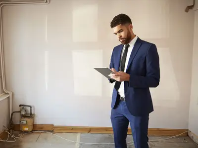 Estate agent inspecting a property before a house move System Servicing Lincoln